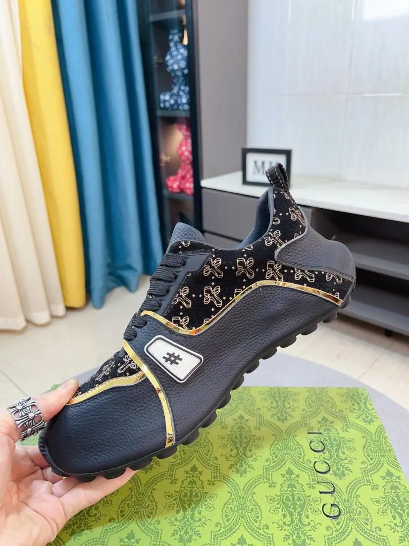 Men's shoes 💰560🌹🌹【GUCCI】pop-top casual sneakers with daddy outsole, breathable and comfortable, easy to walk, a versatile style for trendy men, upper with cowhide edged outsole design➕genuine leather lining➕Gucci's popular original outsole, sports and running style, super comfortable. Code number 38-44